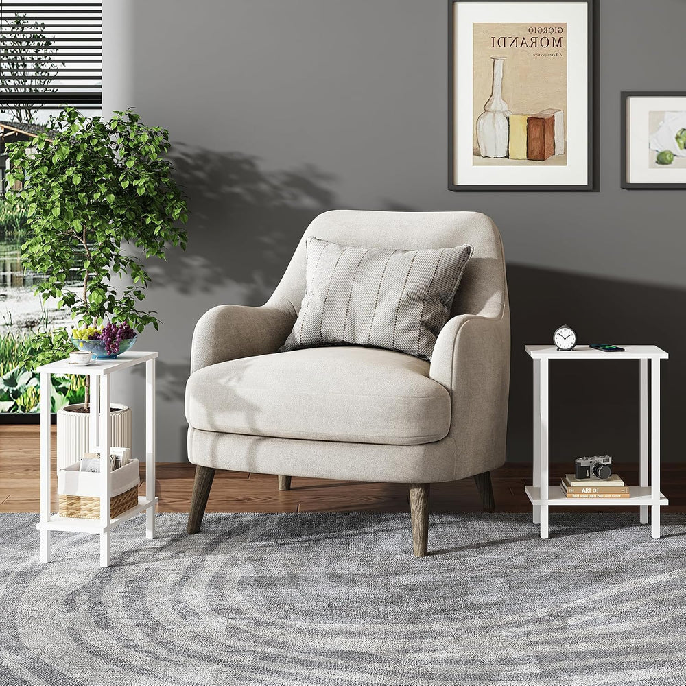 TUTOTAK Narrow Side Table Set of 2, Small End Table for Couch