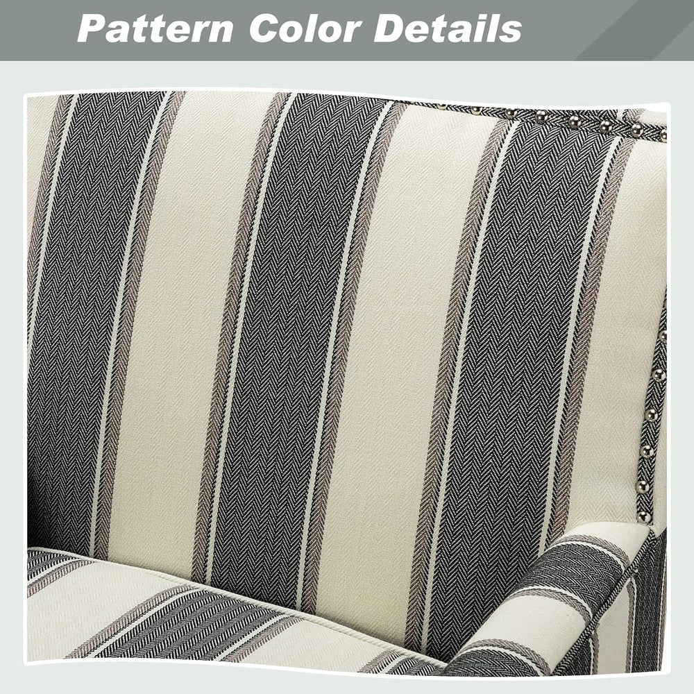 HULALA HOME Modern Accent Chair, Comfy Striped Armchair, Black