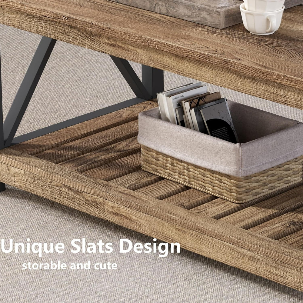 ChooChoo 40" Farmhouse Coffee Table with A-Frame Design for Living Room