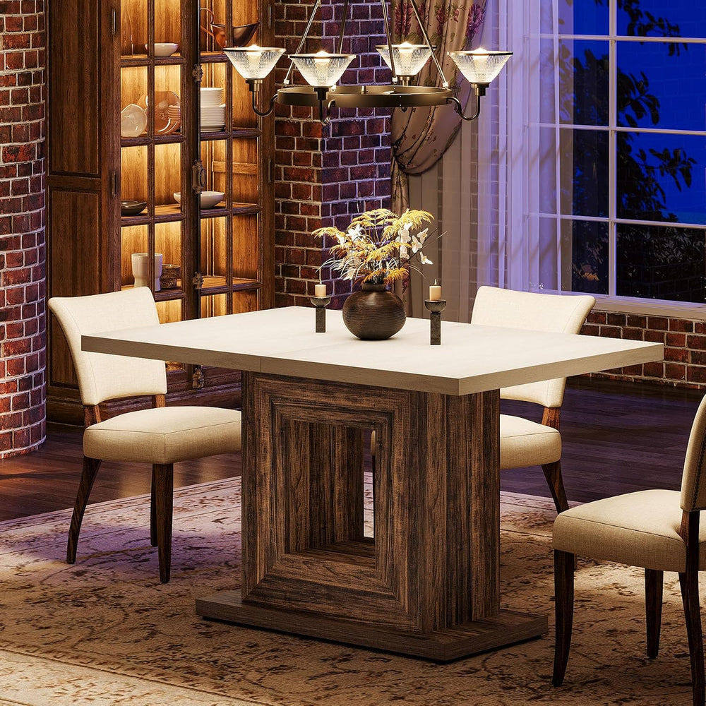 Tribesigns 47-Inch Farmhouse Dining Table for 4, White Kitchen Dinner Table w...