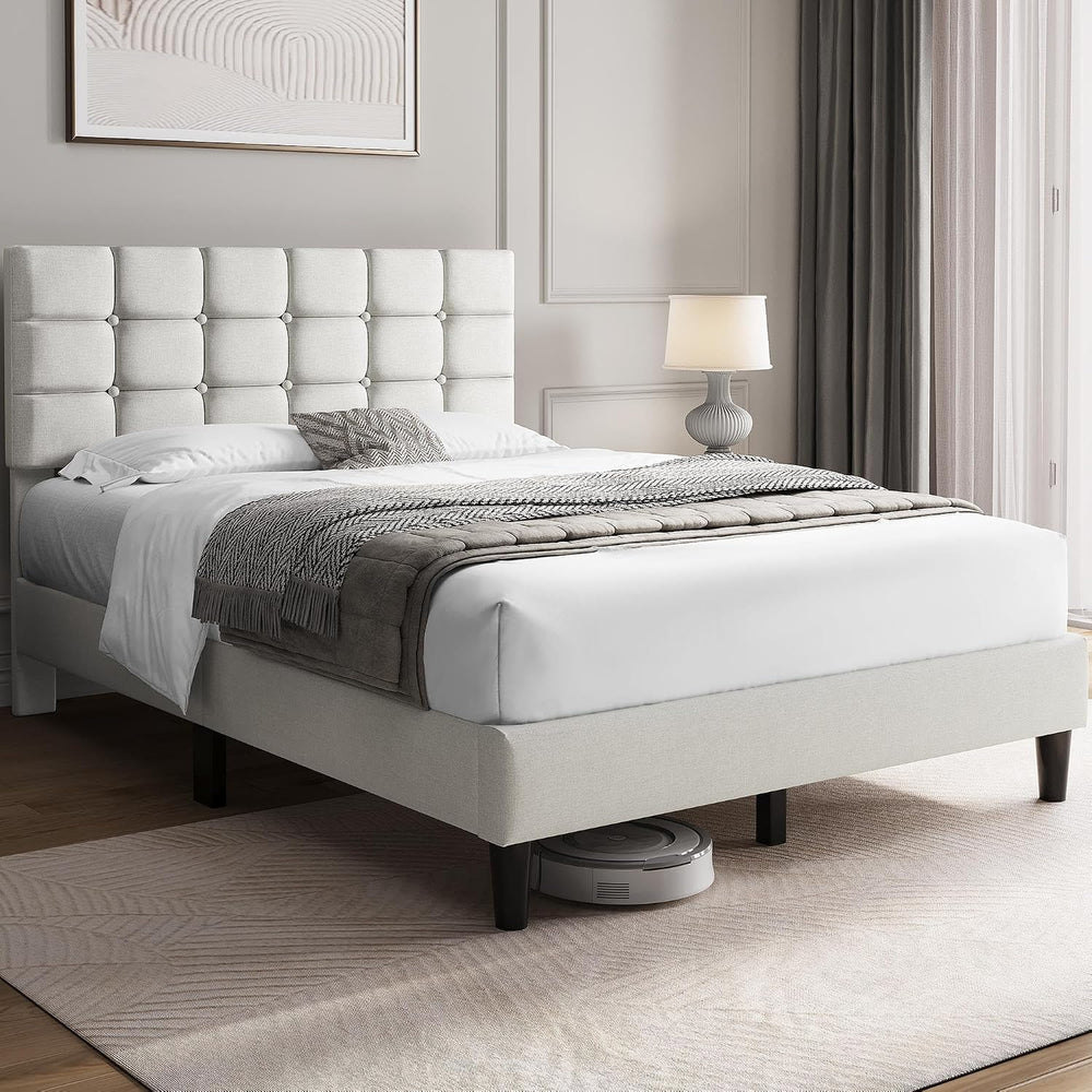 Yaheetech Full Size Upholstered Tufted Bed Frame with Headboard