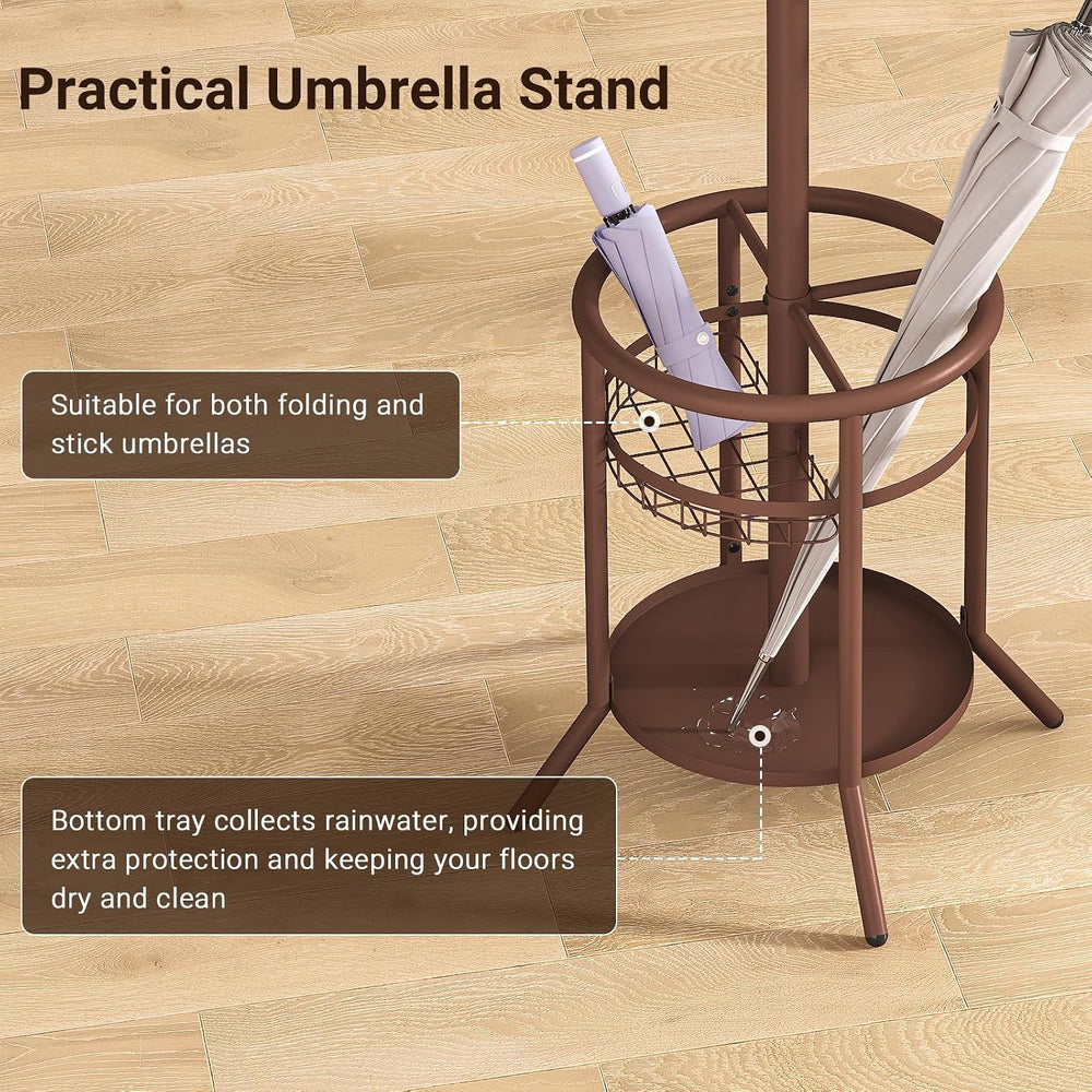 ELYKEN Coat Rack Freestanding, Metal Coat Rack with Umbrella Holder
