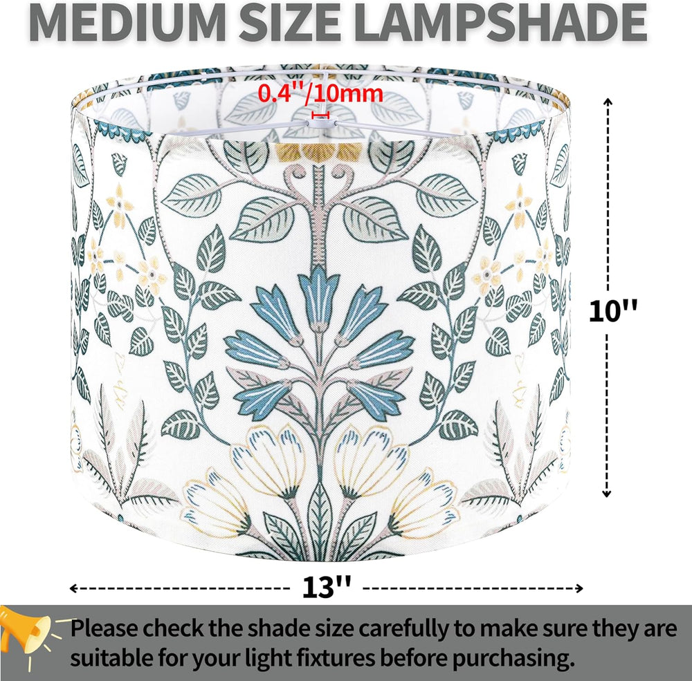 GO&SO Lamp Shades Set of 2,13" D x 10" H,Blue Green Floral Drum...