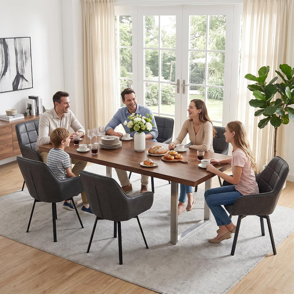 TUKAILAi Swivel Dining Chairs Set of 4, Faux Leather Dining Chairs with Arms ...
