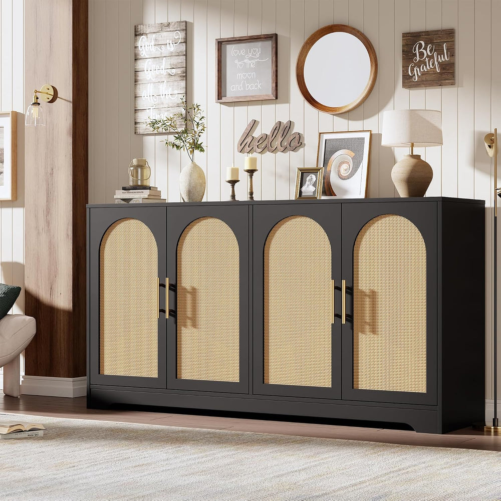59"W Sideboard Buffet Cabinet, Entryway Cabinet, Coffee Bar Cabinet, Black