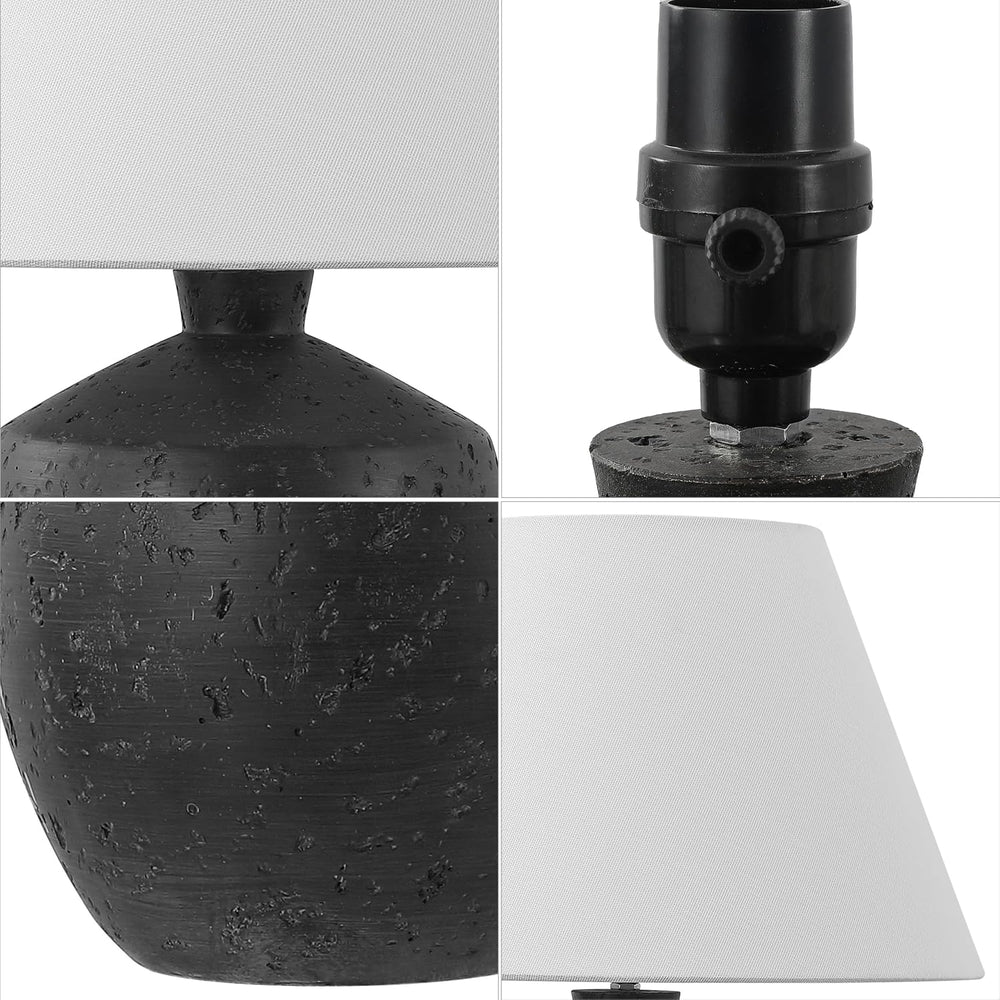 JONATHAN Y Myron 18" Concrete Effect Table Lamp, Black, Set of 2