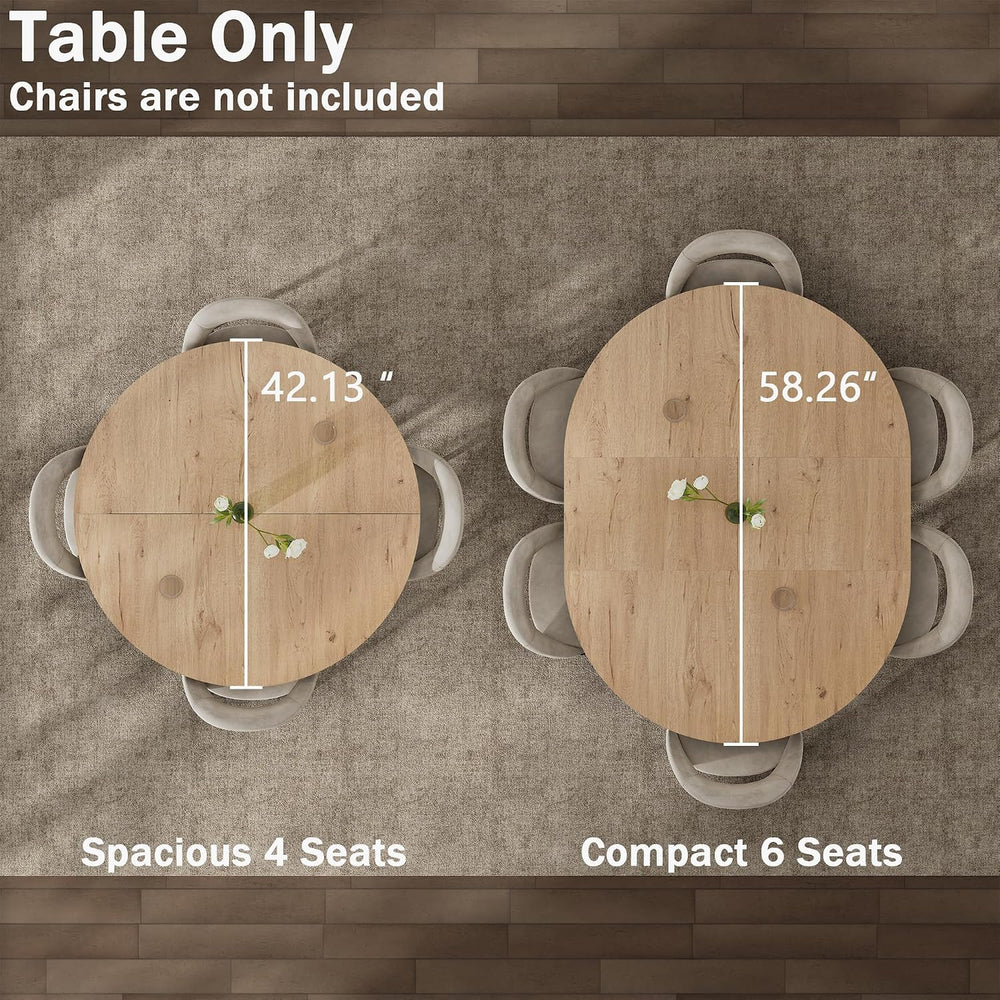 MECHYIN 42"-58" Extendable Round Dining Table for 4-6,with Storage ...