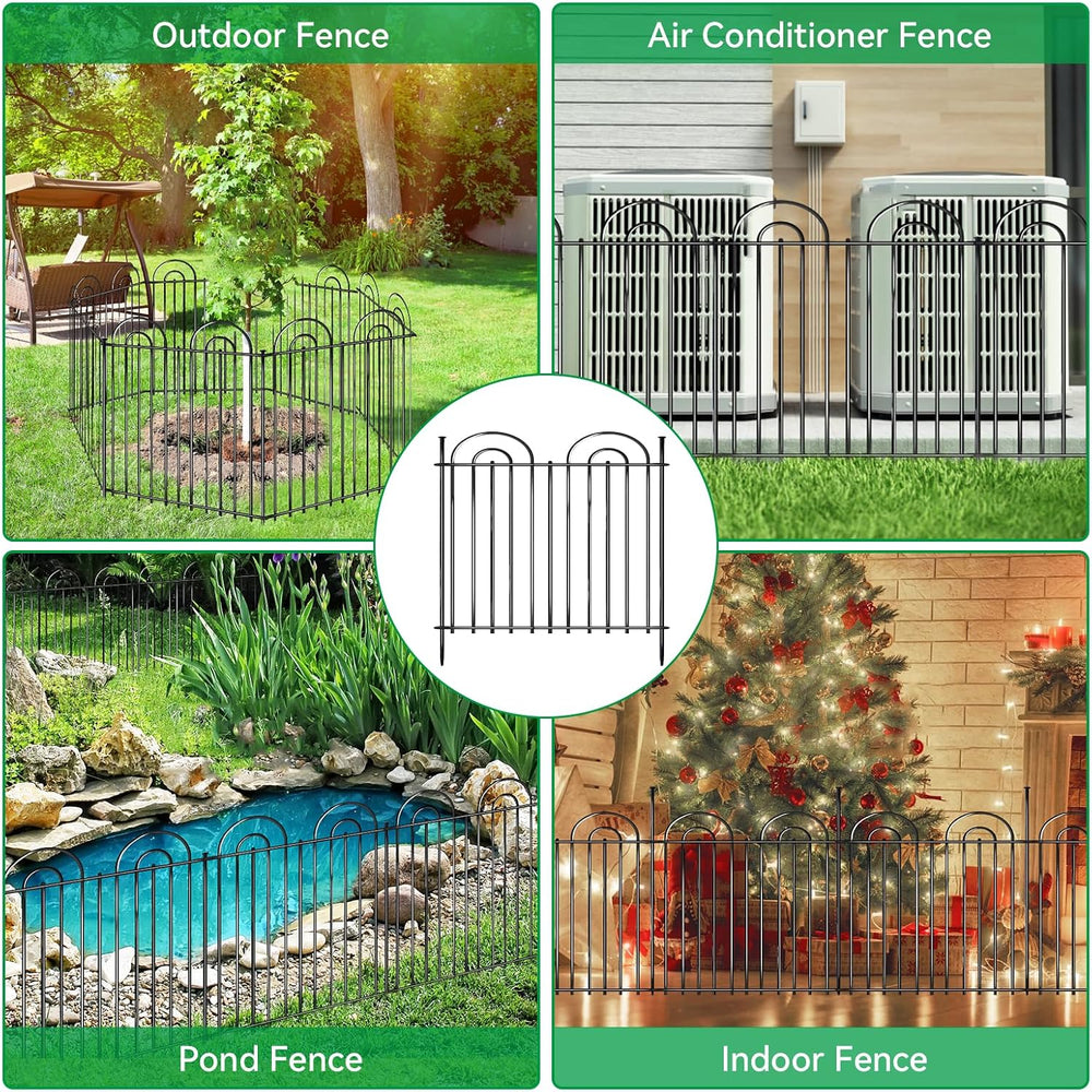 15 Panels No Dig Decorative Garden Fence, 24in(H) X 30ft(L) Tall Dog Fence Ou...