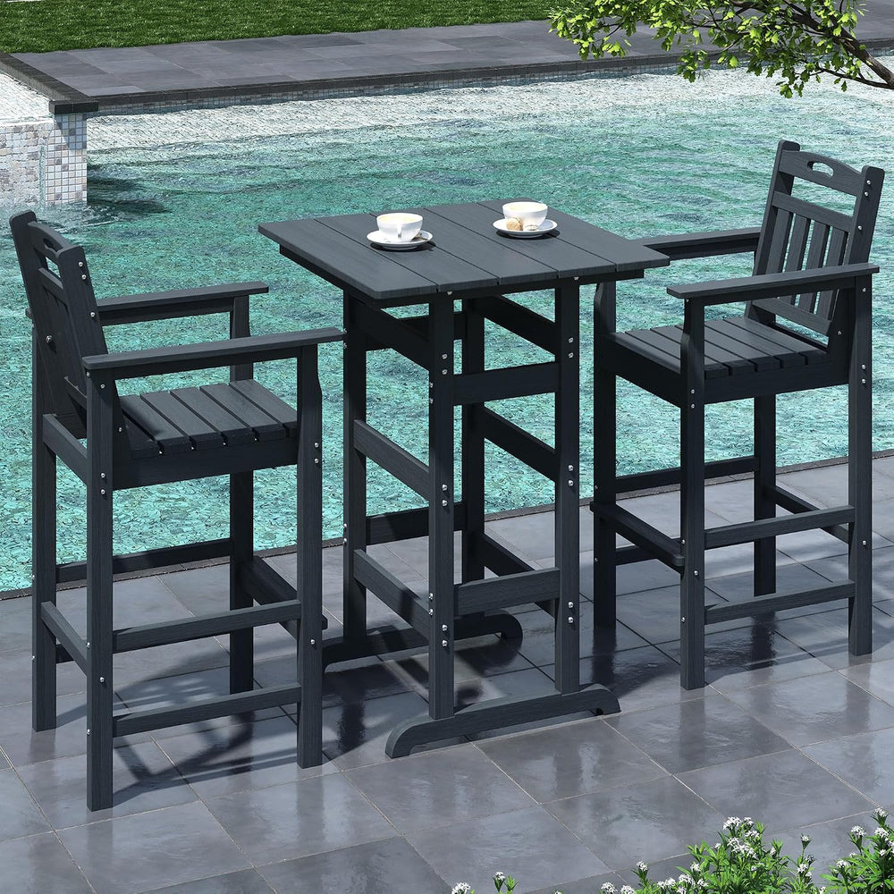 LAUSAINT HOME 3 Pieces Outdoor Patio Furmiture Set, All-Weather HDPE Height T...