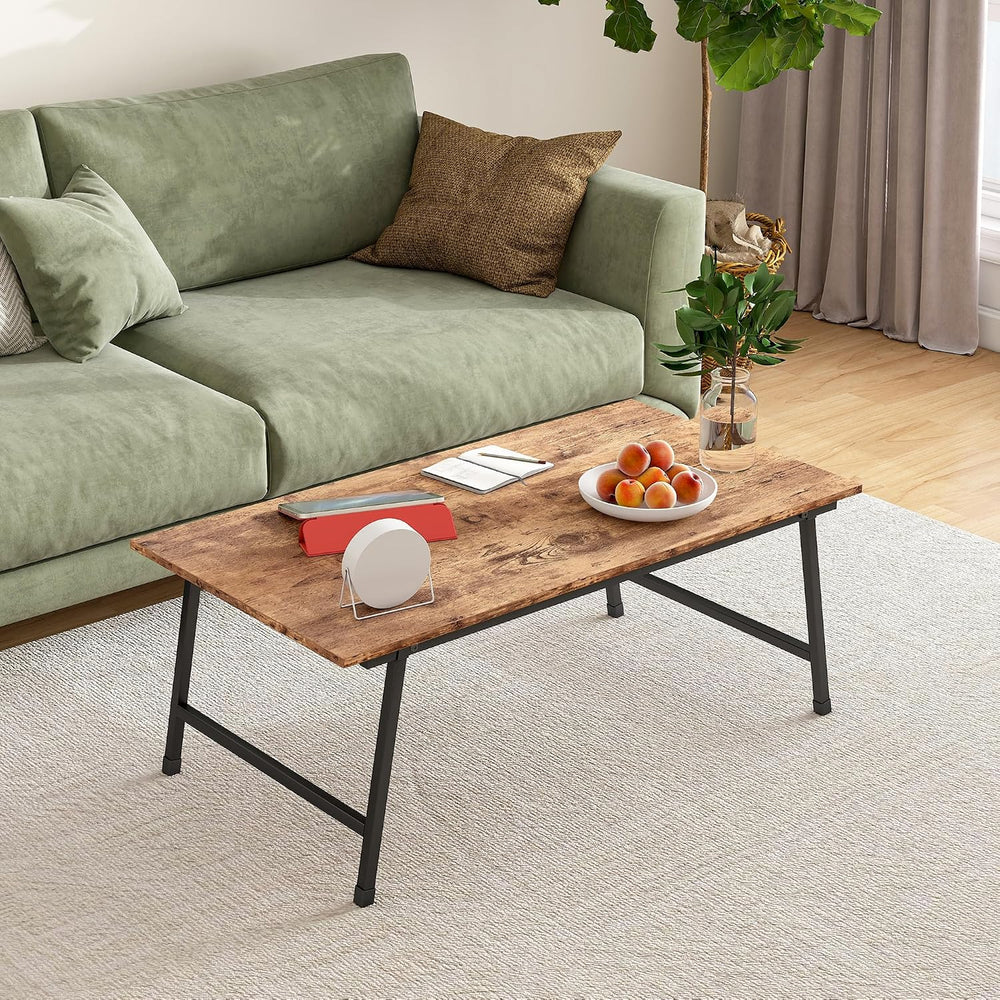 Black Coffee Table Foldable,Simple Modern Rectangular Center Table, Industria...