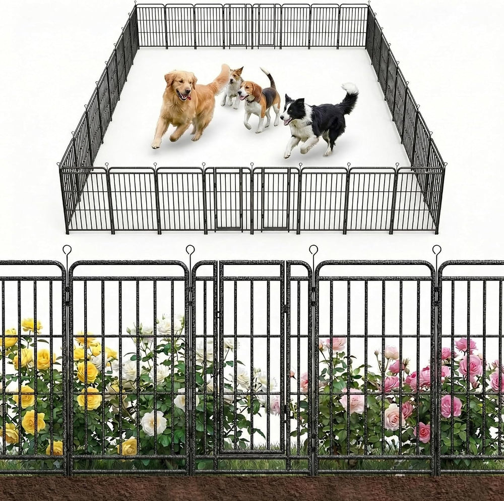 Kfvigoho Garden Fencing 72 ft(L) X 47 in(H) Decorative No Dig Garden Fence fo...