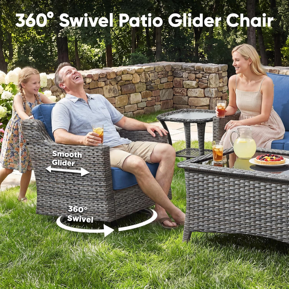 Luxury Outdoor Swivel Rocker Patio Chairs-3 Piece Wicker Patio Rocking Chairs...