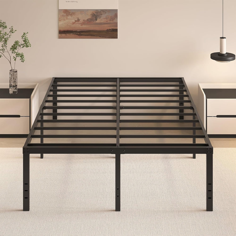 HOBINCHE 20 Inch Full Size Bed Frame, No Box Spring Needed, Heavy Duty Black ...