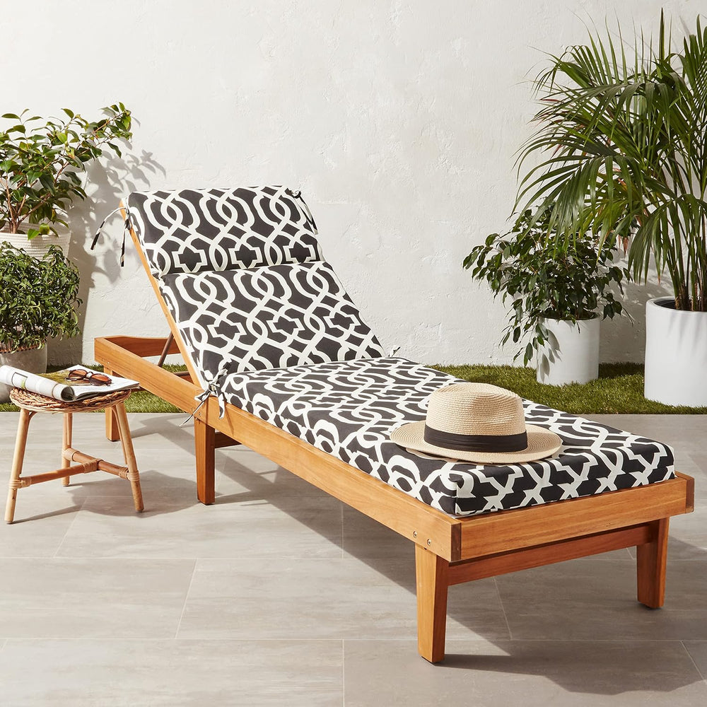 Pillow Perfect Trellis Indoor/Outdoor 1 Piece Split Back Chaise Lounge Cushio...