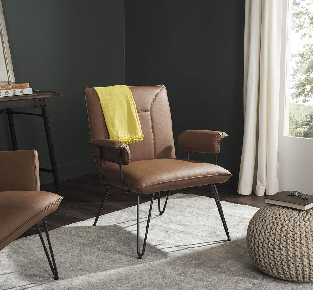 SAFAVIEH Home Collection Johannes Antique Brown Arm Chair