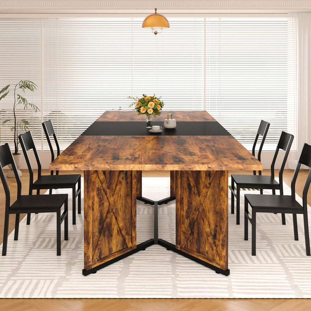78.7 Inch Dining Table for 8 People, Large Rectangular Farmhouse Kitchen Tabl...