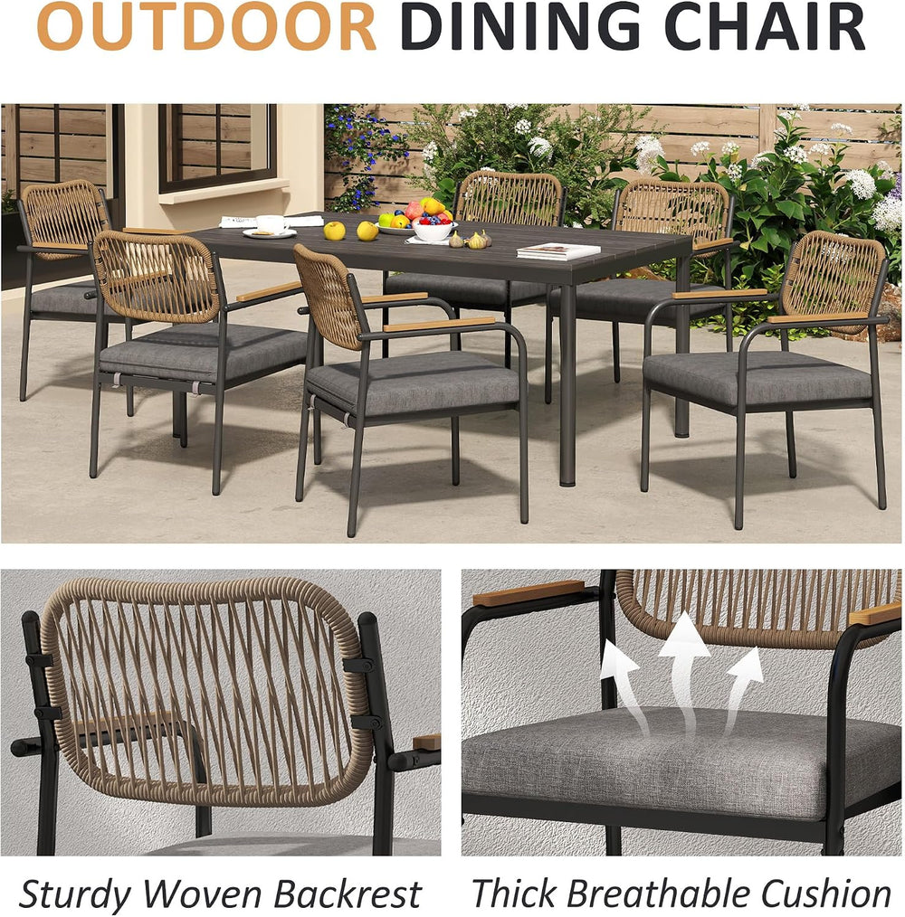 Stackable Patio Dining Chairs Set of 6, Modern Stacking Outdoor Dining Chairs...