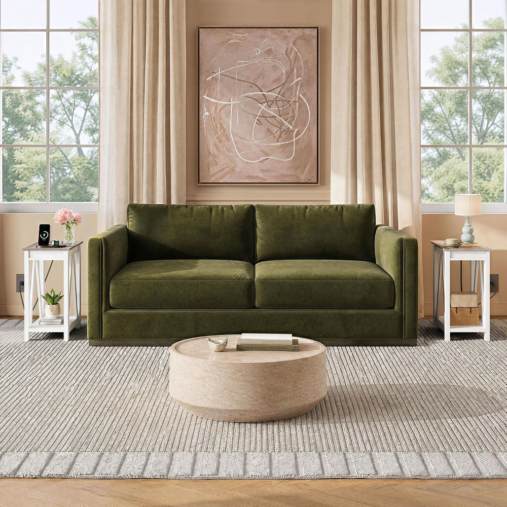 WLIVE Narrow End Table with Charging Station Farmhouse Side Table Slim
