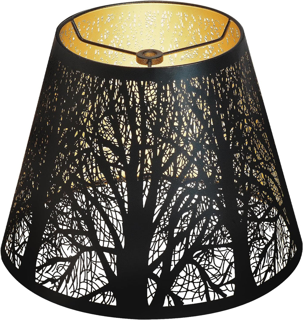 Small Lamp Shade, ALUCSET Barrel Metal Lampshade with Pattern of Trees for Ta...