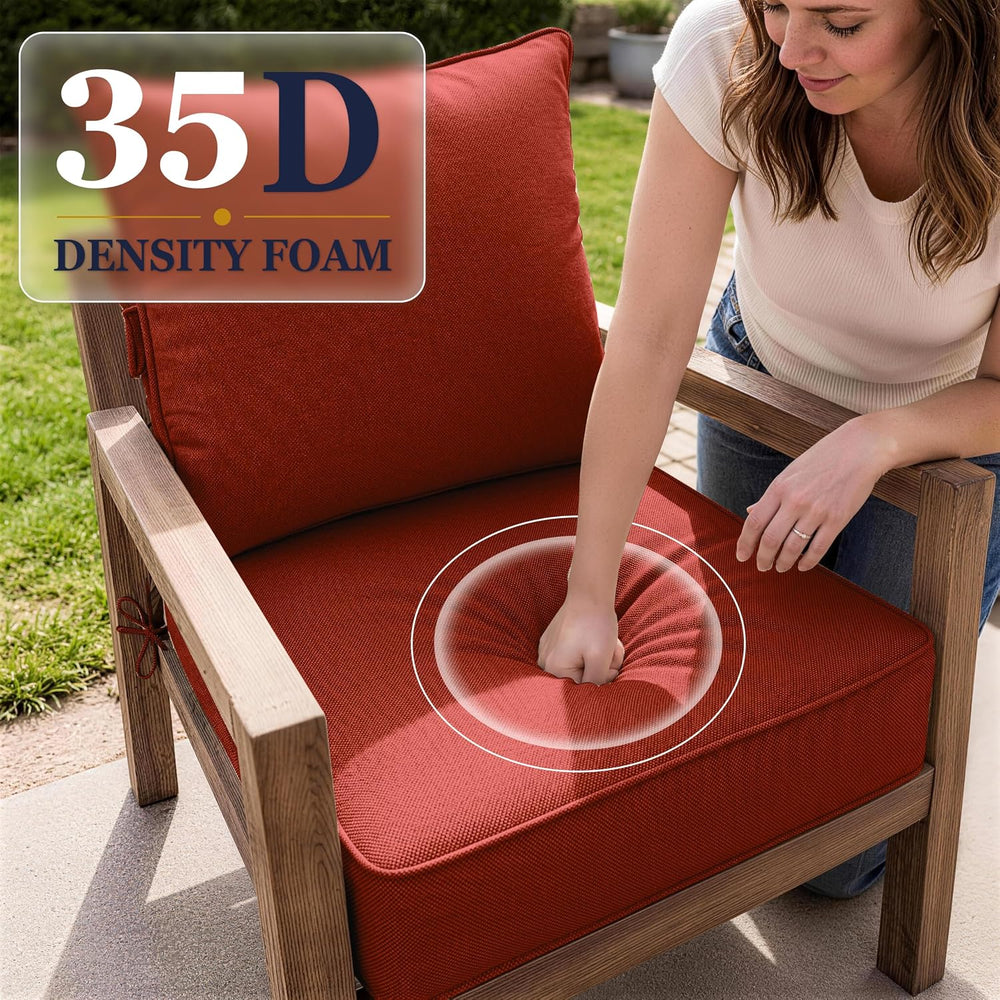2Pcs Outdoor Seat Cushions 22×24, Waterproof for Patio Chairs, Terra Red