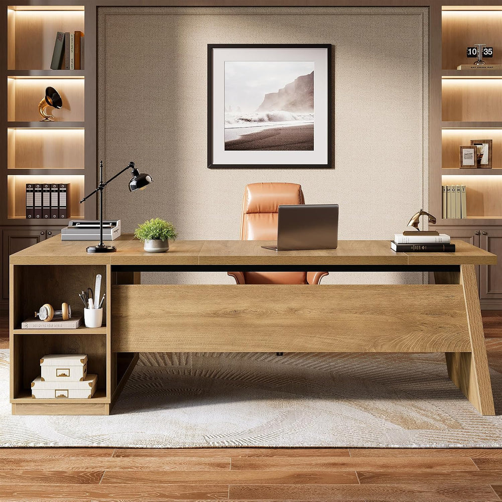 Tribesigns 78" L Shaped Desk with Drawers, Large Executive Office Desk w...