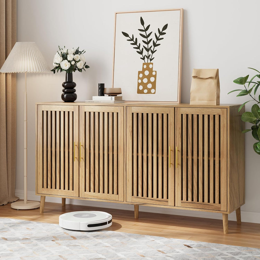 Buffet Cabinet with Storage,Sideboard with Grille Doors&Adjustable Shelf,...