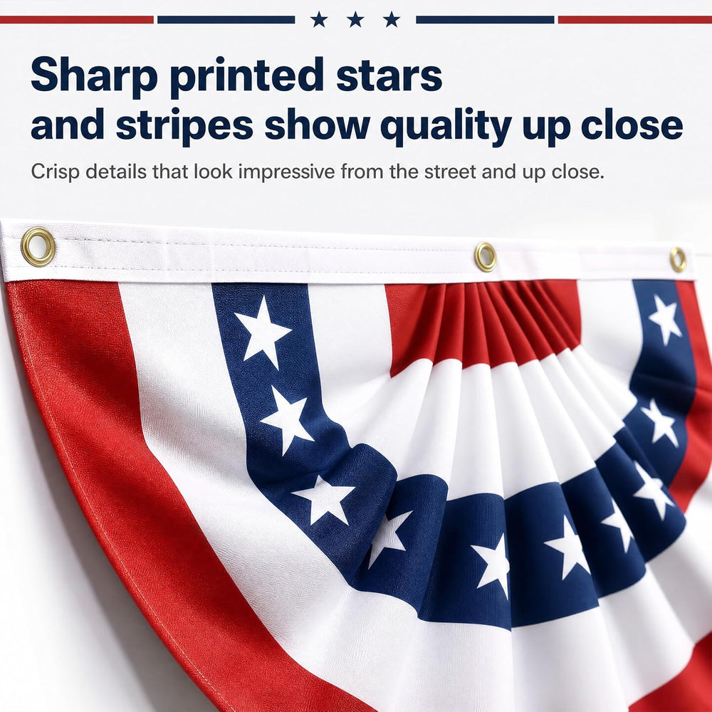 4 Pack USA Pleated Fan Flags - 6x3 FT Large American Flag Bunting for Outside...