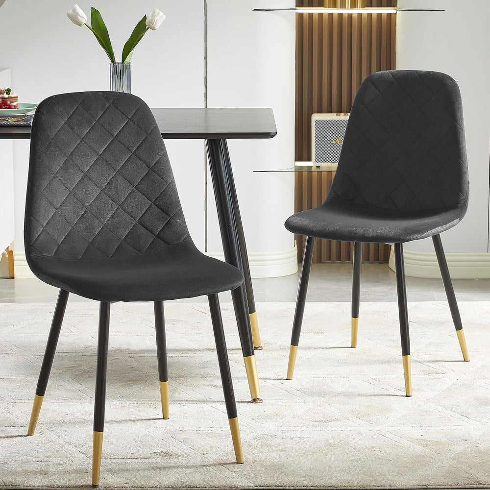 NORDICANA Velvet Dining Chairs, Black, Set of 4