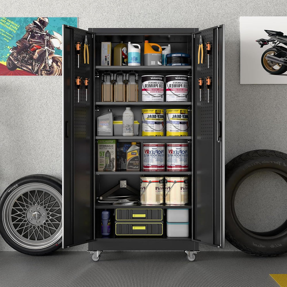 SUXXAN Wide & Deep 71"x34"Wx18 D Metal Garage Storage Cabinet B...
