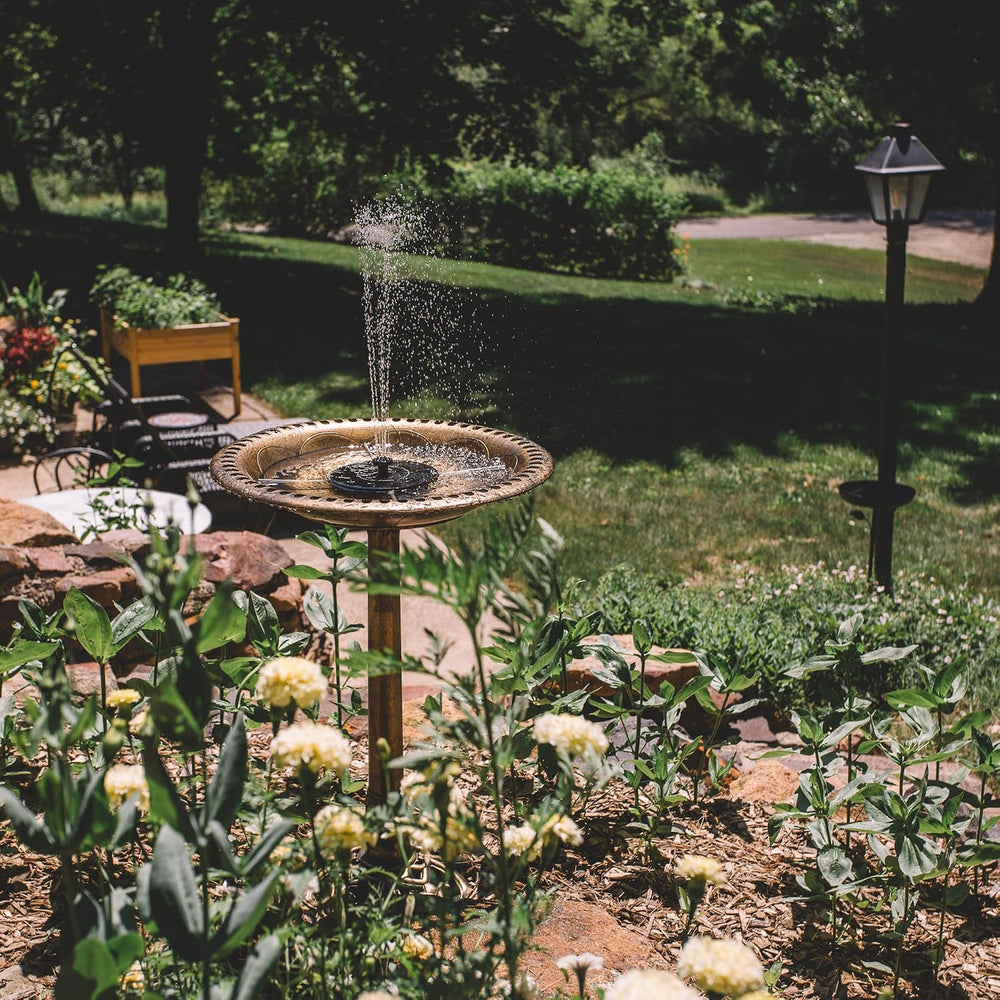Backyard Expressions Bronze Bird Bath for Outside, Solar Bird Bath Fountain
