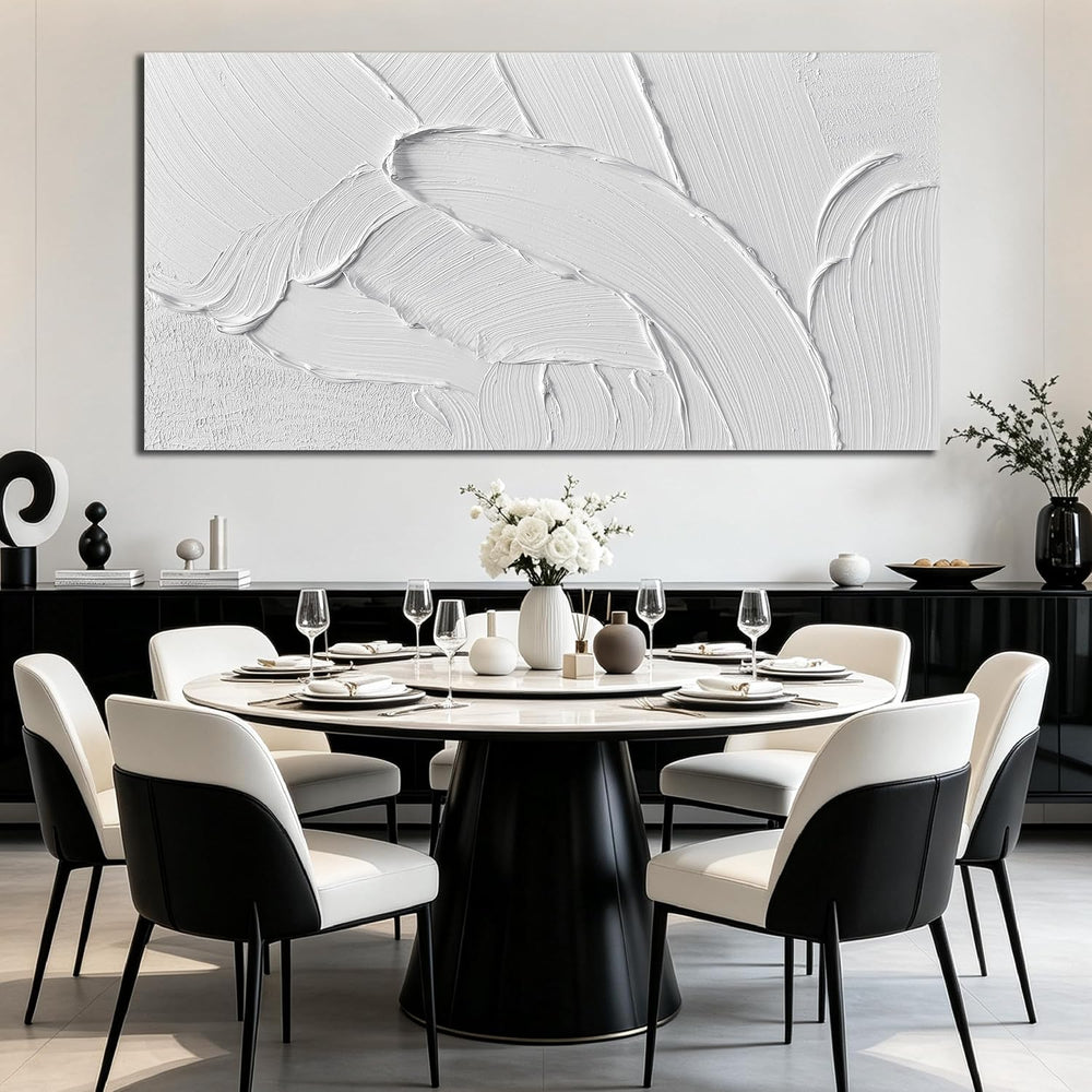 White Abstract Canvas Wall Art Extra Large Hand Painted Oil Painting