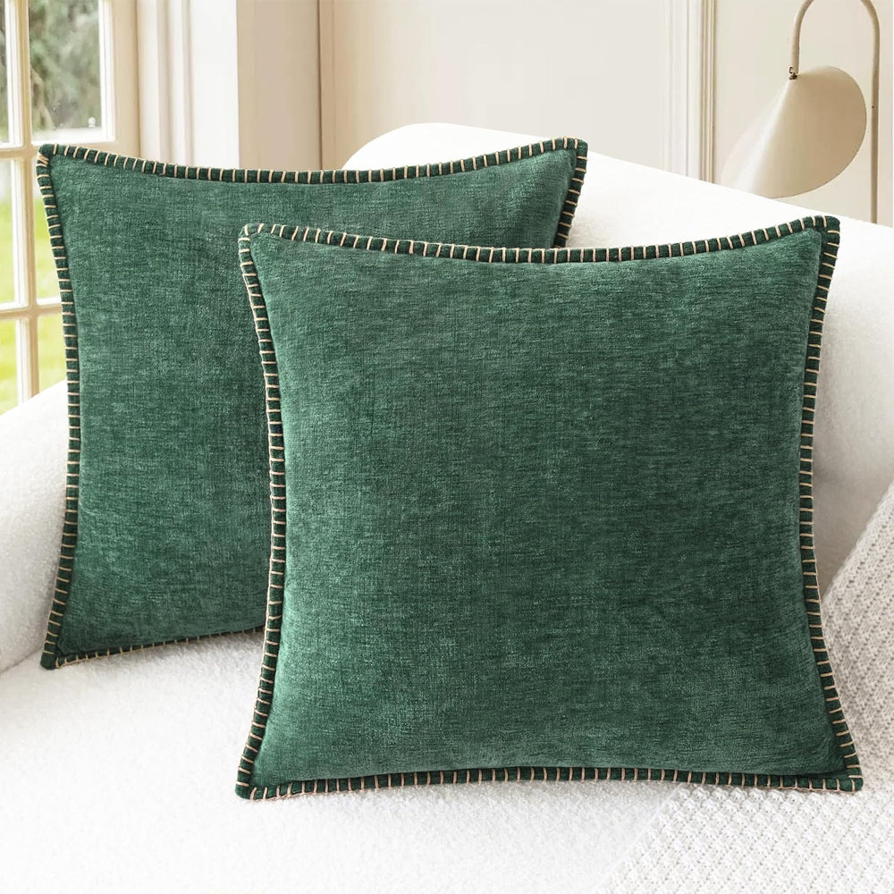 CaliTime Decorative Couch Throw Pillow Covers 24 X 24 Inches Dark Green