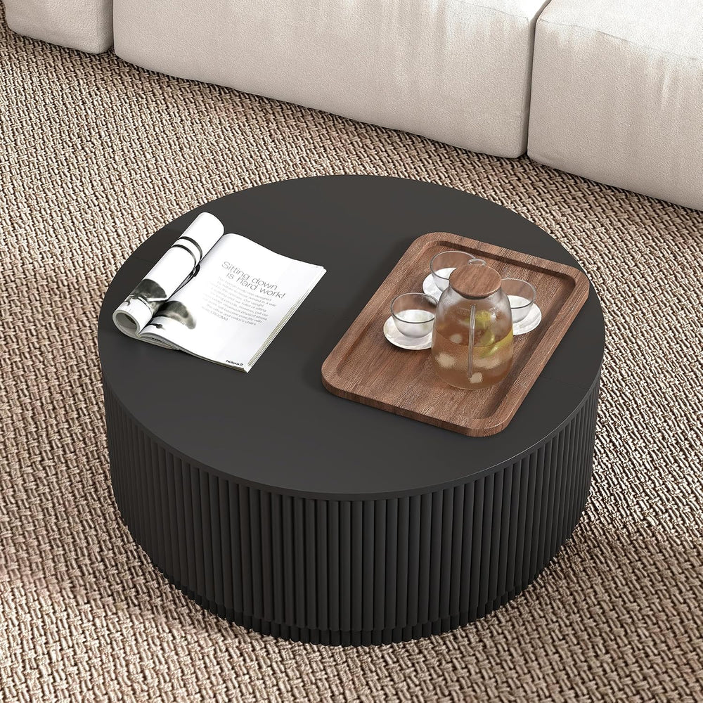 31.5" Round Coffee Table with Storage, Modern Accent Coffee Tables with ...