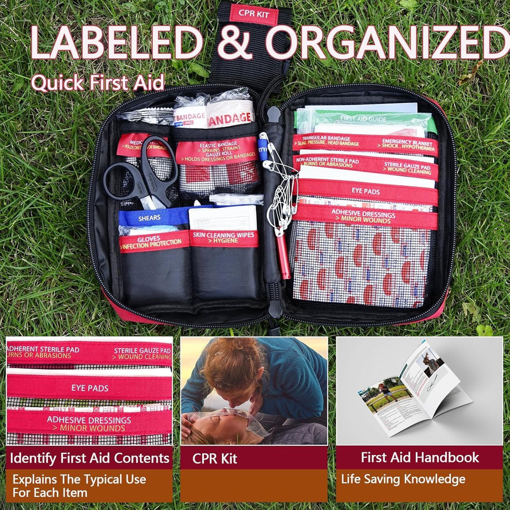 Compact First Aid Kit for Emergency - Basic Emergency Kit for Dorm,Hiking, Ba...