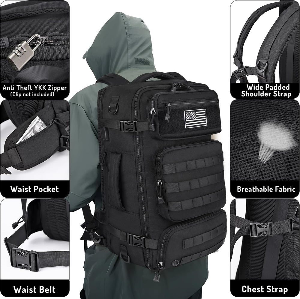 MOZETO Travel Backpack for Men 40L TSA Approved Carry On Backpack with USB Ch...