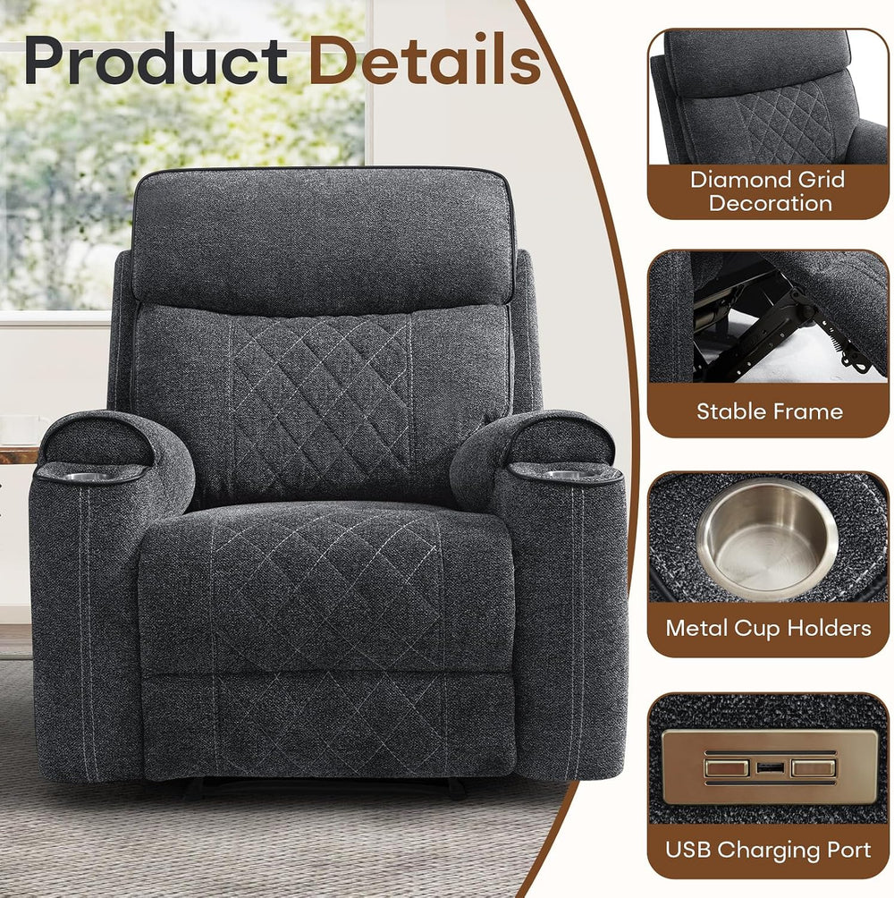 HAOMARKETS 3-Piece Power Recliner Sofa Set with Charging Port, Include Single...