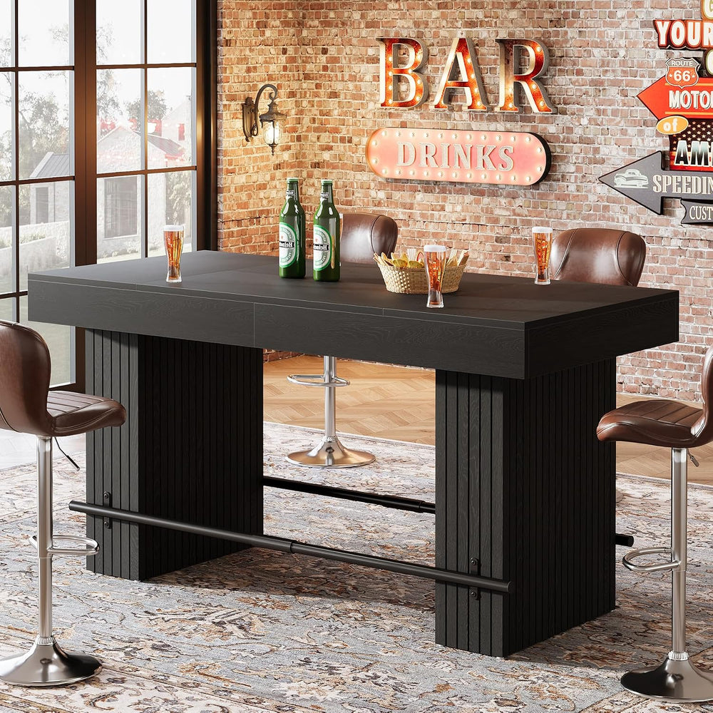 Tribesigns 62.2 Inch Bar Table, Industrial Counter Height Pub Dining Table
