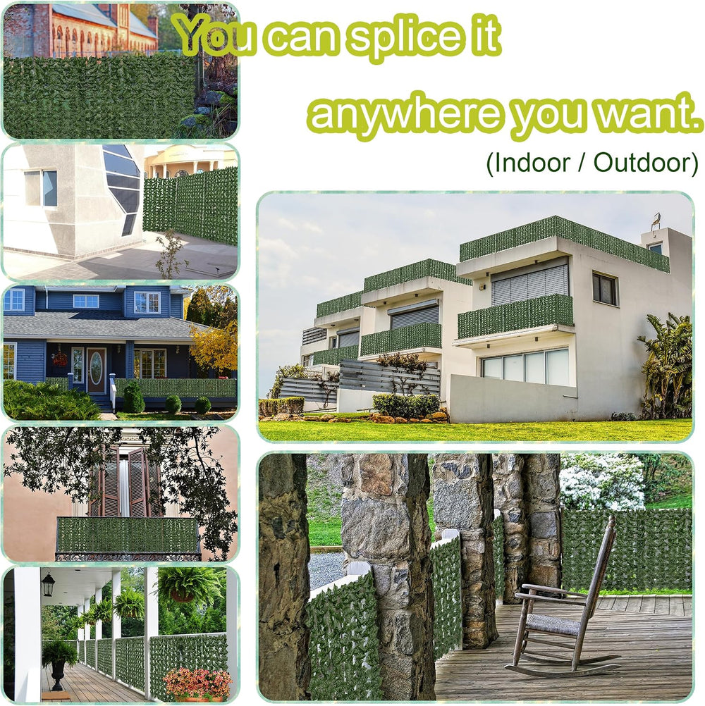 72"x128" (64 Sqft), Artificial Ivy Vine Privacy Fence Screen Roll