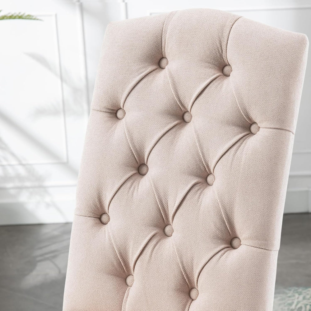 Tufted Dining Chair Fabric Button Upholstered Modern Kitchen Diner Set of 6