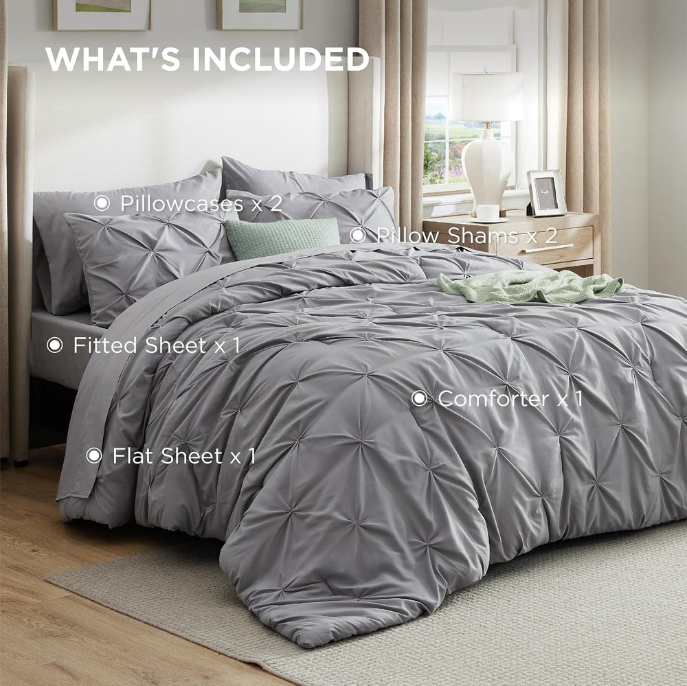 Bedsure 7-Piece Queen Bedding Comforter Set & Sheet Set, Grey Bed in a Bag