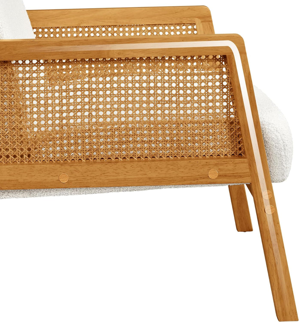 Yaheetech Rattan Accent Chair, Boho Vintage Armchair, Ivory