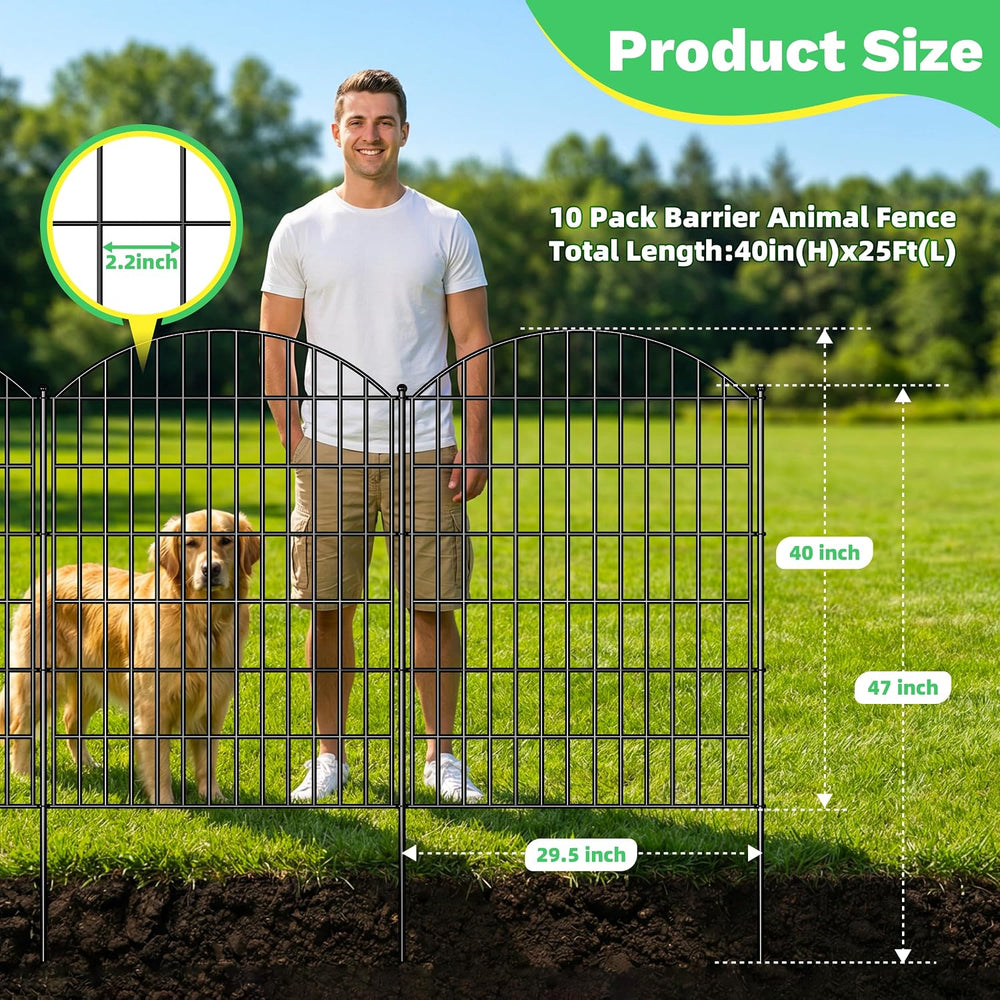 Toolterritary 10 Panels Arched No Dig Decorative Garden Fence, 40in(H) x 26ft...