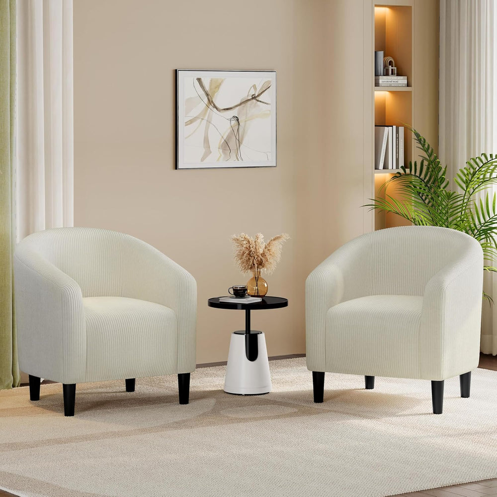 Yaheetech Compact Corduroy Accent Chairs Set of 2 for Small Spaces, Beige