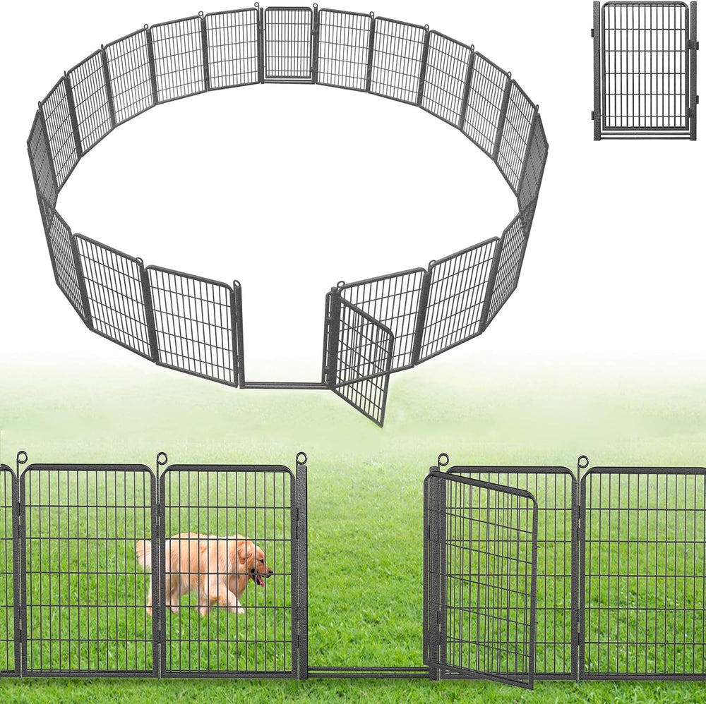 Decorative Garden Fence with Gate, 40 in(H) x 54 ft(L) Rustproof Metal Fence ...
