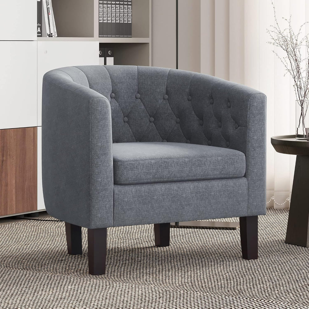 BELLEZE Accent Barrel Arm Chair, Set of 2 Modern Comfy Upholstered Tufted Clu...