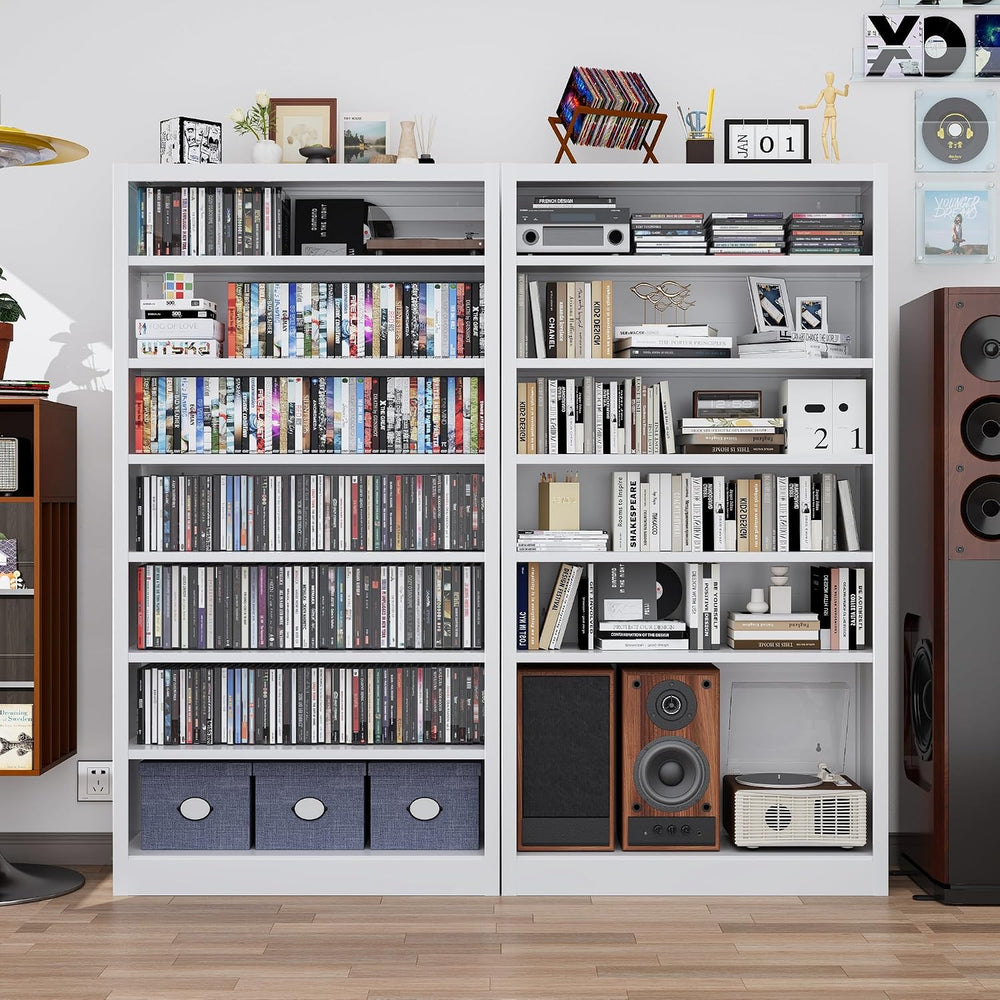 Metal CD Storage Shelf, 7 Tier Tall DVD Storage Cabinet with Adjustable Shelv...
