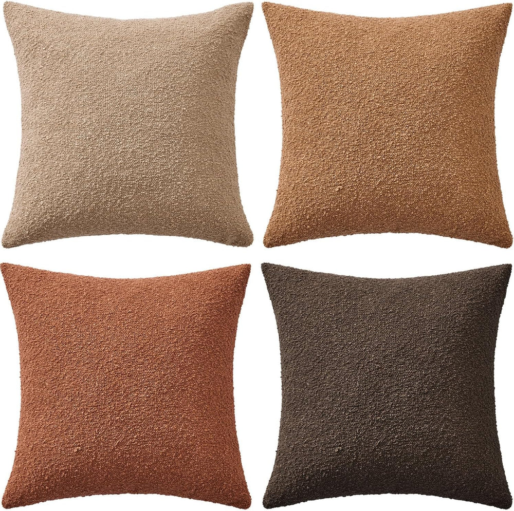 MIULEE Fall Decorative Boucle Throw Pillow Covers 18x18 Rustic Set of 4