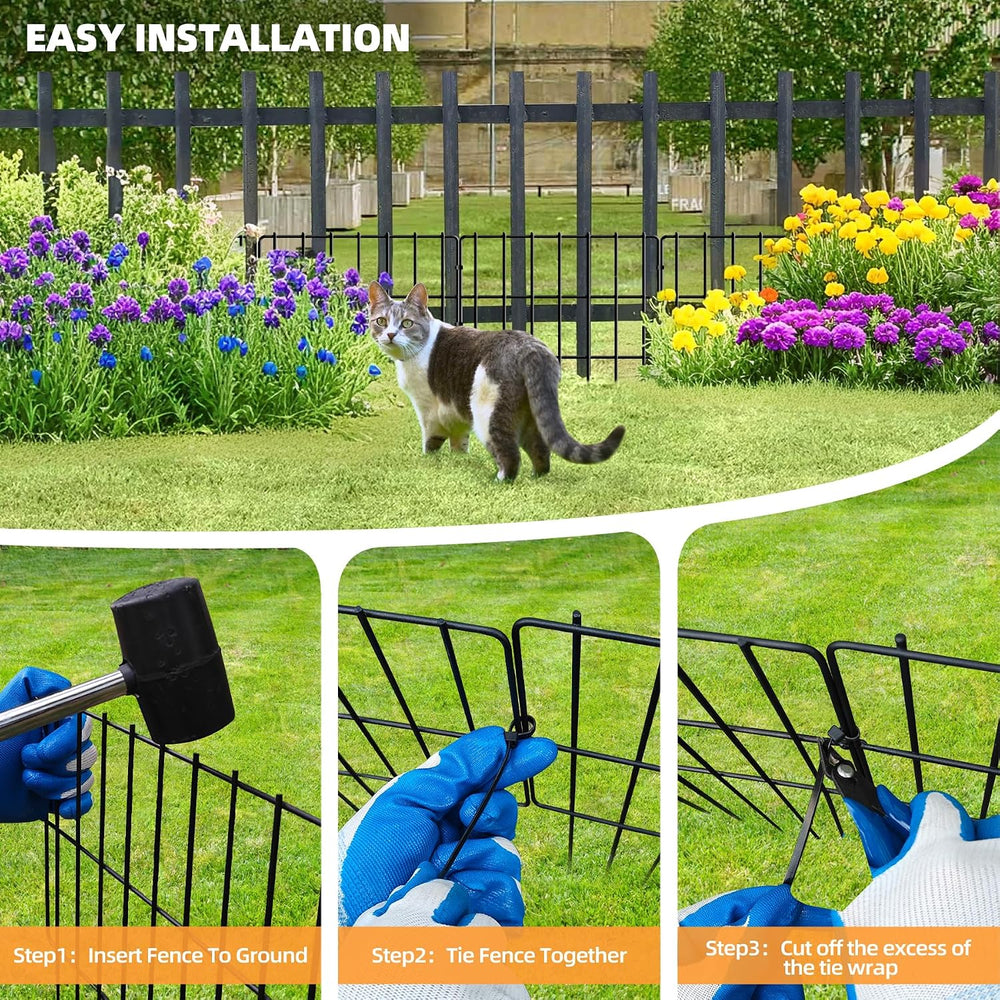 KYATE Garden Fence Animal Barrier, 46 Panels No Dig Fence 65.2ft(L) x13in(H),...