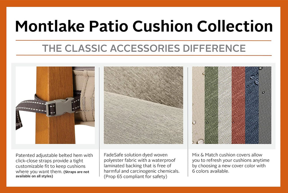 Classic Accessories Montlake Water-Resistant 21 x 22 x 4 Inch Patio Lounge Ba...