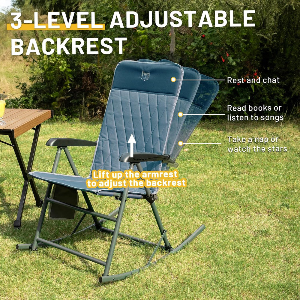 Timber Ridge 3-Level Adjustable Rocking Camping Chair, Ergonomic Padded High ...